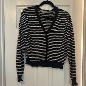 J. Crew Black and White Striped Women's Sweater
